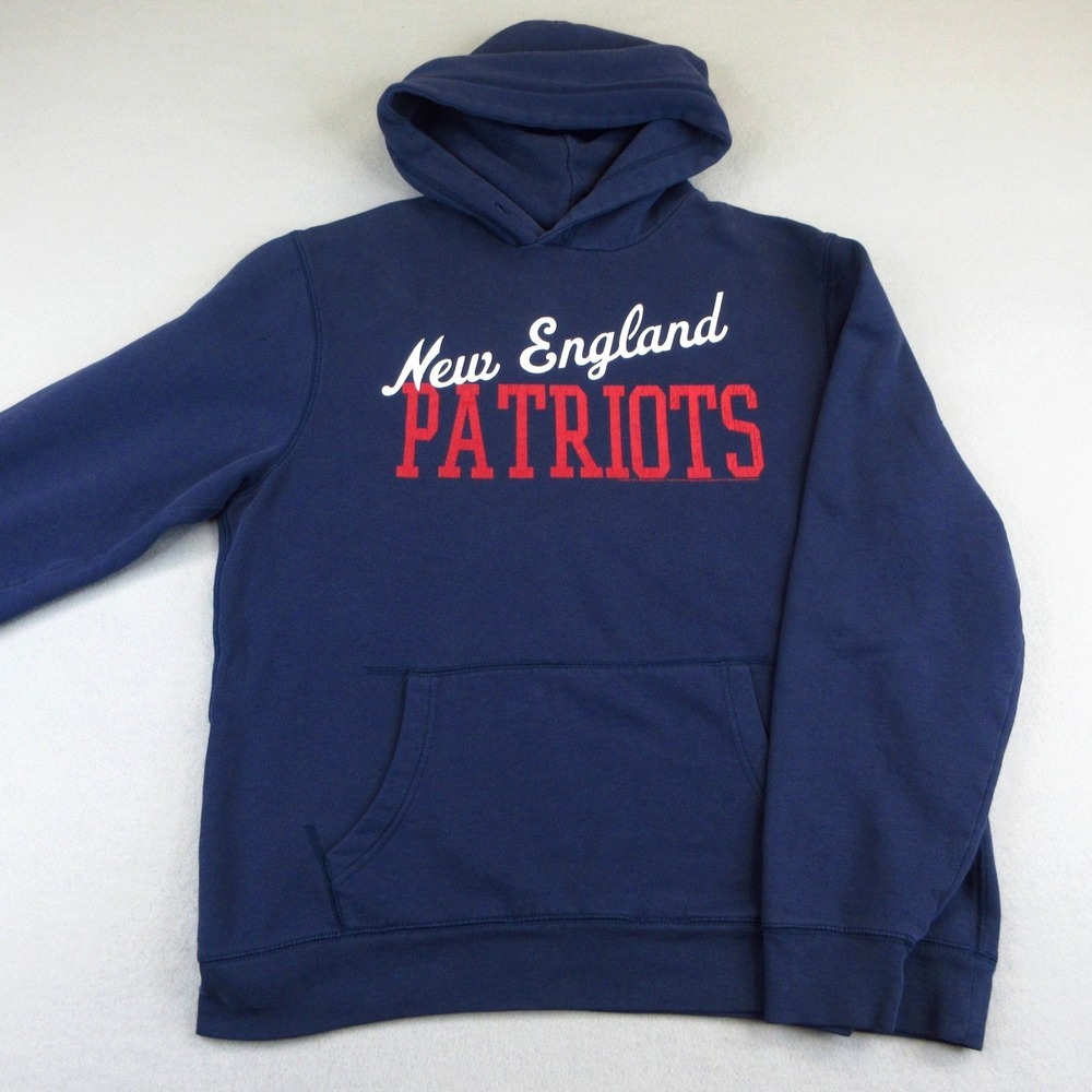 Junk Food New England Patriots Hoodie Mens L Blue Vintage Graphic‎ Sweatshirt